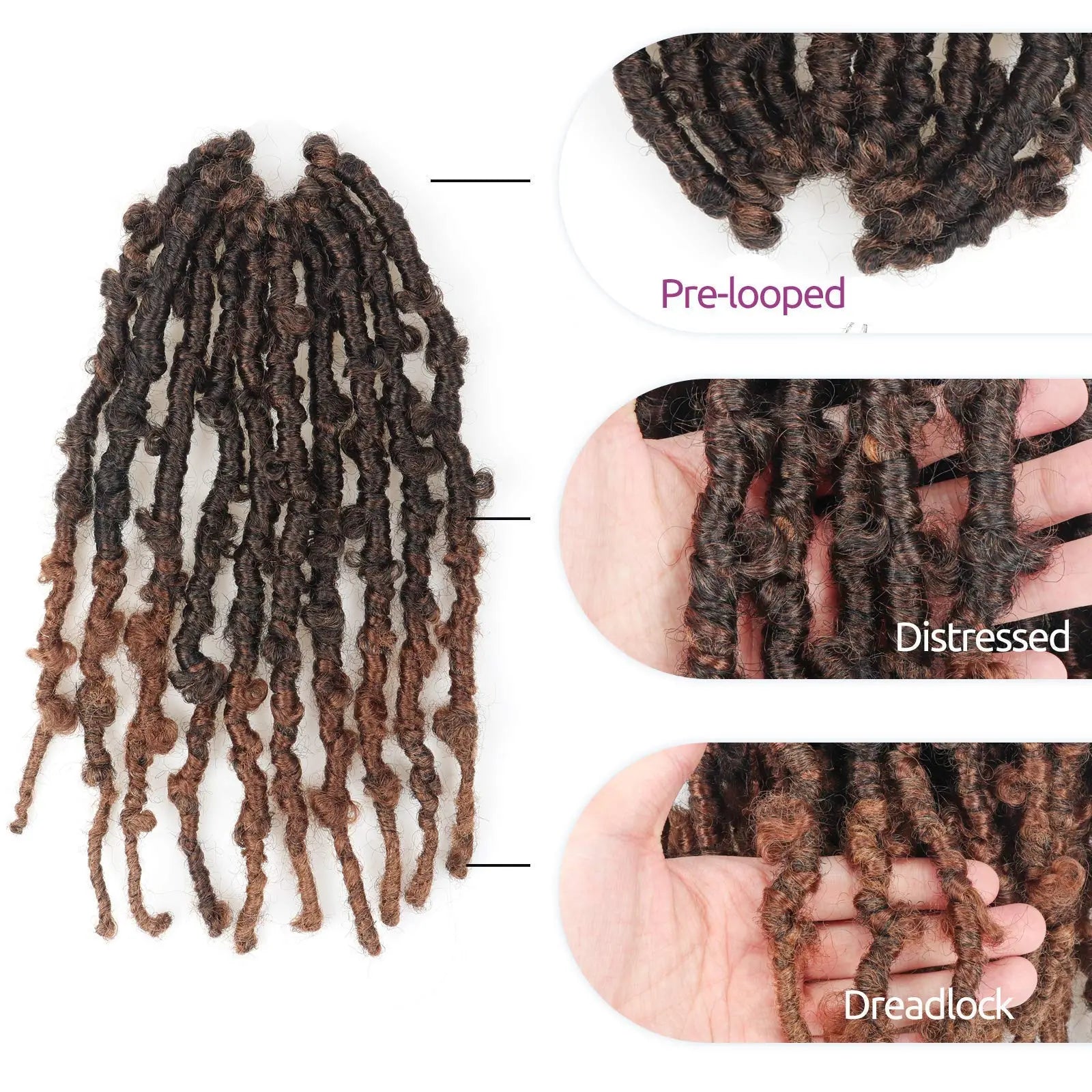 Toyotress Distressed Butterfly Locs Pre-twisted Distressed Synthetic Crochet Hair